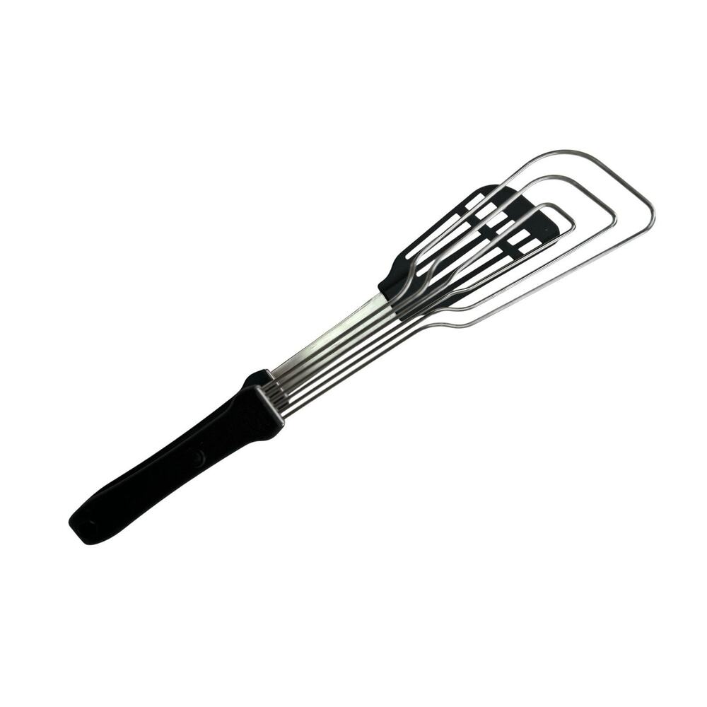 Kuhn Rikon Switzerland Stainless Steel Easy Lock Tongs Spatula Turner Black 16"